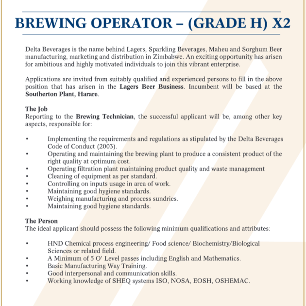 Brewing Operator Brewing Operator