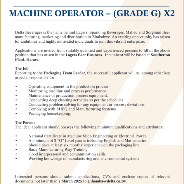 Machine Operator Machine Operator